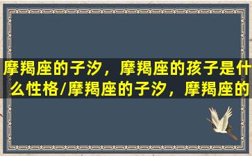 摩羯座的子汐，摩羯座的孩子是什么性格/摩羯座的子汐，摩羯座的孩子是什么性格-我的网站