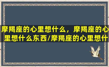 摩羯座的心里想什么，摩羯座的心里想什么东西/摩羯座的心里想什么，摩羯座的心里想什么东西-我的网站