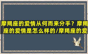 摩羯座的爱情从何而来分手？摩羯座的爱情是怎么样的/摩羯座的爱情从何而来分手？摩羯座的爱情是怎么样的-我的网站