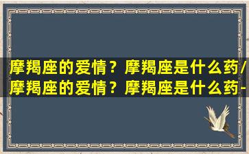 摩羯座的爱情？摩羯座是什么药/摩羯座的爱情？摩羯座是什么药-我的网站