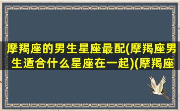 摩羯座的男生星座最配(摩羯座男生适合什么星座在一起)(摩羯座男生最佳配对)