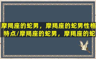 摩羯座的蛇男，摩羯座的蛇男性格特点/摩羯座的蛇男，摩羯座的蛇男性格特点-我的网站