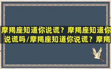 摩羯座知道你说谎？摩羯座知道你说谎吗/摩羯座知道你说谎？摩羯座知道你说谎吗-我的网站