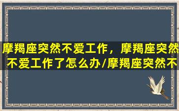 摩羯座突然不爱工作，摩羯座突然不爱工作了怎么办/摩羯座突然不爱工作，摩羯座突然不爱工作了怎么办-我的网站