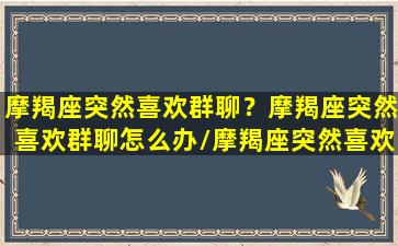 摩羯座突然喜欢群聊？摩羯座突然喜欢群聊怎么办/摩羯座突然喜欢群聊？摩羯座突然喜欢群聊怎么办-我的网站