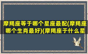 摩羯座等于哪个星座最配(摩羯座哪个生肖最好)(摩羯座于什么星座好)