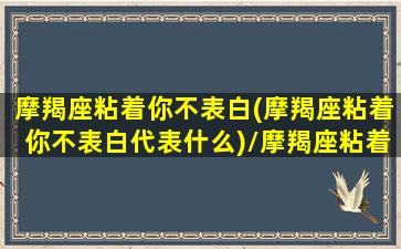 摩羯座粘着你不表白(摩羯座粘着你不表白代表什么)/摩羯座粘着你不表白(摩羯座粘着你不表白代表什么)-我的网站