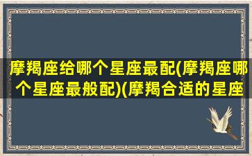 摩羯座给哪个星座最配(摩羯座哪个星座最般配)(摩羯合适的星座)