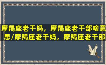 摩羯座老干妈，摩羯座老干部啥意思/摩羯座老干妈，摩羯座老干部啥意思-我的网站