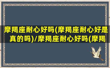 摩羯座耐心好吗(摩羯座耐心好是真的吗)/摩羯座耐心好吗(摩羯座耐心好是真的吗)-我的网站