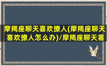 摩羯座聊天喜欢撩人(摩羯座聊天喜欢撩人怎么办)/摩羯座聊天喜欢撩人(摩羯座聊天喜欢撩人怎么办)-我的网站