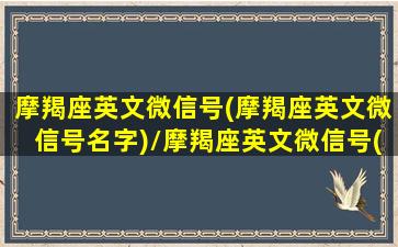 摩羯座英文微信号(摩羯座英文微信号名字)/摩羯座英文微信号(摩羯座英文微信号名字)-我的网站