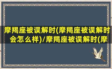 摩羯座被误解时(摩羯座被误解时会怎么样)/摩羯座被误解时(摩羯座被误解时会怎么样)-我的网站