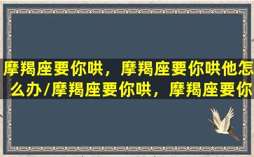 摩羯座要你哄，摩羯座要你哄他怎么办/摩羯座要你哄，摩羯座要你哄他怎么办-我的网站