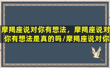 摩羯座说对你有想法，摩羯座说对你有想法是真的吗/摩羯座说对你有想法，摩羯座说对你有想法是真的吗-我的网站