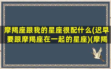 摩羯座跟我的星座很配什么(迟早要跟摩羯座在一起的星座)(摩羯和星座)