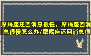 摩羯座还回消息很慢，摩羯座回消息很慢怎么办/摩羯座还回消息很慢，摩羯座回消息很慢怎么办-我的网站