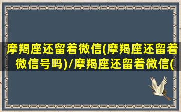 摩羯座还留着微信(摩羯座还留着微信号吗)/摩羯座还留着微信(摩羯座还留着微信号吗)-我的网站