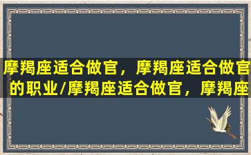 摩羯座适合做官，摩羯座适合做官的职业/摩羯座适合做官，摩羯座适合做官的职业-我的网站