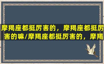 摩羯座都挺厉害的，摩羯座都挺厉害的嘛/摩羯座都挺厉害的，摩羯座都挺厉害的嘛-我的网站