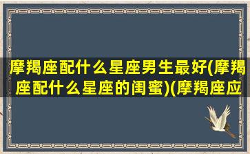 摩羯座配什么星座男生最好(摩羯座配什么星座的闺蜜)(摩羯座应该配什么星座最好)