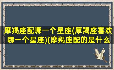 摩羯座配哪一个星座(摩羯座喜欢哪一个星座)(摩羯座配的是什么座)