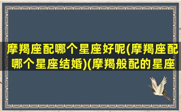 摩羯座配哪个星座好呢(摩羯座配哪个星座结婚)(摩羯般配的星座)