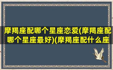 摩羯座配哪个星座恋爱(摩羯座配哪个星座最好)(摩羯座配什么座好)