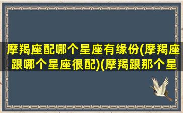 摩羯座配哪个星座有缘份(摩羯座跟哪个星座很配)(摩羯跟那个星座配)