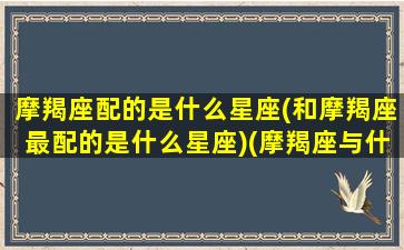 摩羯座配的是什么星座(和摩羯座最配的是什么星座)(摩羯座与什么星座最配配对)