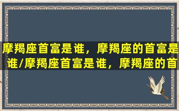 摩羯座首富是谁，摩羯座的首富是谁/摩羯座首富是谁，摩羯座的首富是谁-我的网站