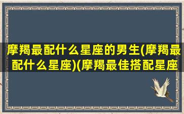 摩羯最配什么星座的男生(摩羯最配什么星座)(摩羯最佳搭配星座)