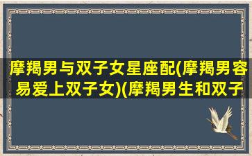 摩羯男与双子女星座配(摩羯男容易爱上双子女)(摩羯男生和双子女生的契合度)