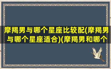 摩羯男与哪个星座比较配(摩羯男与哪个星座适合)(摩羯男和哪个星座最合适)