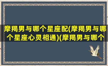 摩羯男与哪个星座配(摩羯男与哪个星座心灵相通)(摩羯男与哪个星座最配对)