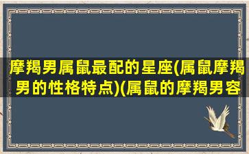 摩羯男属鼠最配的星座(属鼠摩羯男的性格特点)(属鼠的摩羯男容易出轨吗)