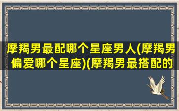 摩羯男最配哪个星座男人(摩羯男偏爱哪个星座)(摩羯男最搭配的星座)