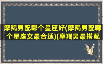 摩羯男配哪个星座好(摩羯男配哪个星座女最合适)(摩羯男最搭配的星座)