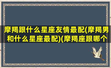 摩羯跟什么星座友情最配(摩羯男和什么星座最配)(摩羯座跟哪个星座友谊最好)