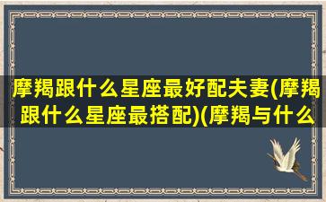 摩羯跟什么星座最好配夫妻(摩羯跟什么星座最搭配)(摩羯与什么星座最配)