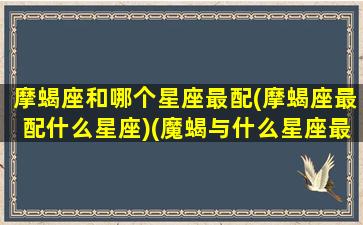 摩蝎座和哪个星座最配(摩蝎座最配什么星座)(魔蝎与什么星座最配)