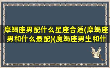 摩蝎座男配什么星座合适(摩蝎座男和什么最配)(魔蝎座男生和什么星座配)