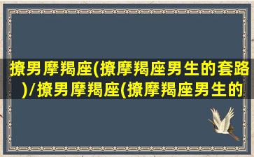 撩男摩羯座(撩摩羯座男生的套路)/撩男摩羯座(撩摩羯座男生的套路)-我的网站