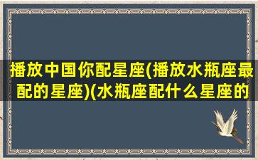 播放中国你配星座(播放水瓶座最配的星座)(水瓶座配什么星座的短视频)