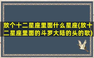 放个十二星座里面什么星座(放十二星座里面的斗罗大陆的头的歌)