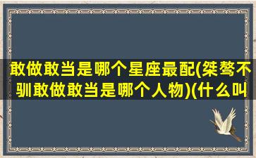 敢做敢当是哪个星座最配(桀骜不驯敢做敢当是哪个人物)(什么叫敢作敢当)