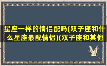 星座一样的情侣配吗(双子座和什么星座最配情侣)(双子座和其他星座的爱情匹配度)