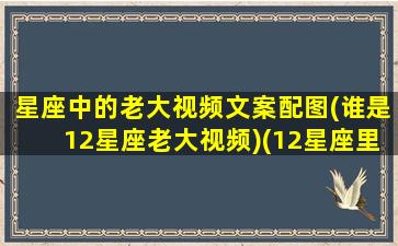 星座中的老大视频文案配图(谁是12星座老大视频)(12星座里面的老大是谁)