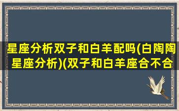 星座分析双子和白羊配吗(白陶陶星座分析)(双子和白羊座合不合适)