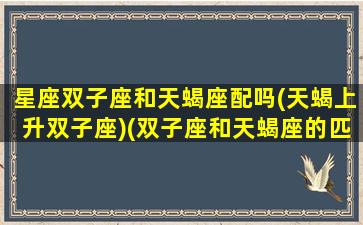 星座双子座和天蝎座配吗(天蝎上升双子座)(双子座和天蝎座的匹配度是多少)